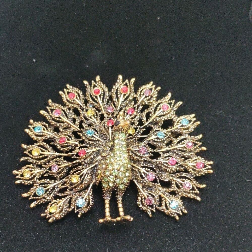 Multicolor Peacock Brooch / Pendant